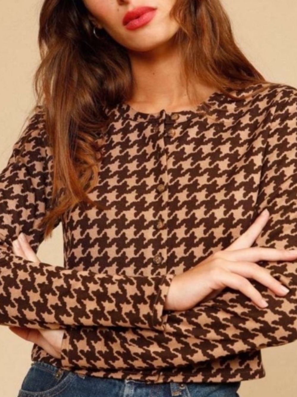 Rouje brown houndstooth cardigan